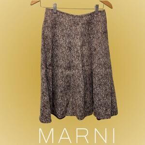 Marni Brown Cotton Tweed Midi Skirt 38 US 2